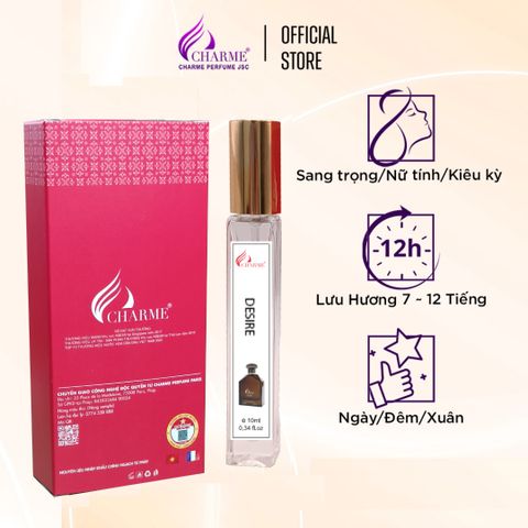 Nước hoa nam thơm lâu, CHARME DESIRE, mùi hương tươi mát, mạnh mẽ, cho chàng năng động, TEST MINI 10ML