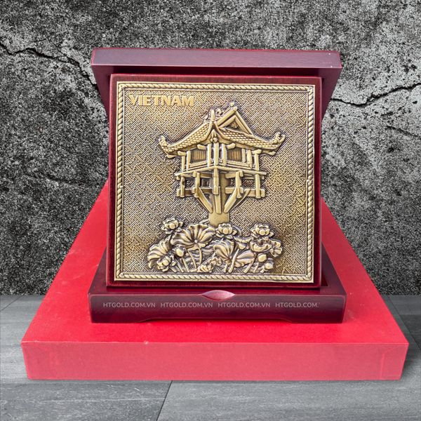 QUÀ TẶNG TRANH ĐỒNG CHÙA MỘT CỘT <br> (Kích thước 16cm x16cm)