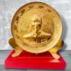 TRANH ĐĨA ĐỒNG CHÂN DUNG CHỦ TỊCH HỒ CHÍ MINH, MẠ VÀNG 24K (Cao 23cm).