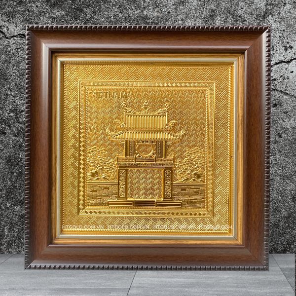 TRANH ĐỒNG KHUÊ VĂN CÁC, MẠ VÀNG 24K <br>(Kích thước 30cm x 30cm)