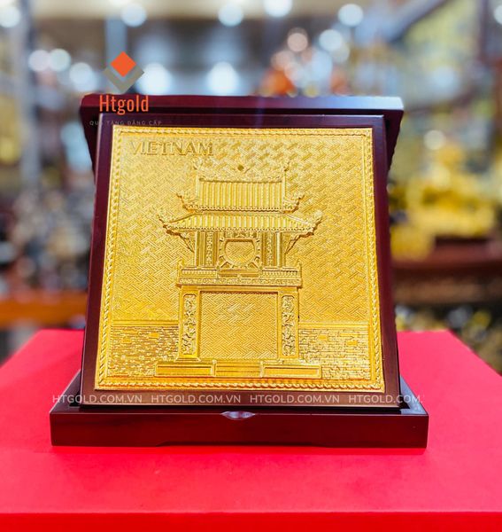 QUÀ TẶNG TRANH ĐỒNG KHUÊ VĂN CÁC, MẠ VÀNG 24K (Kích thước 23cm).