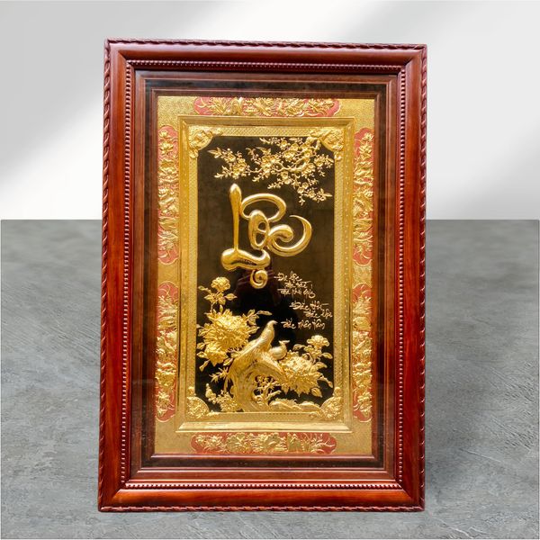 TRANH CHỮ LỘC THƯ PHÁP, MẠ VÀNG 24K (Kích thước 88cm x 128cm)