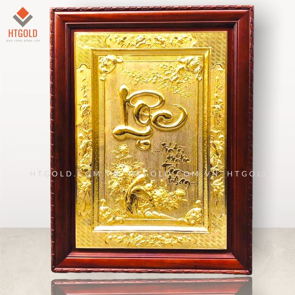 TRANH CHỮ LỘC THƯ PHÁP  - MẠ VÀNG 24K (Kích thước 128cm x 88cm)