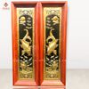 TRANH ĐỒNG LÝ NGƯ VỌNG NGUYỆT (CÁ CHÉP TRÔNG TRĂNG) MẠ VÀNG 24K (kích thước 41cm x 127cm/1bức) - QUÀ TẶNG MẠ VÀNG CAO CẤP