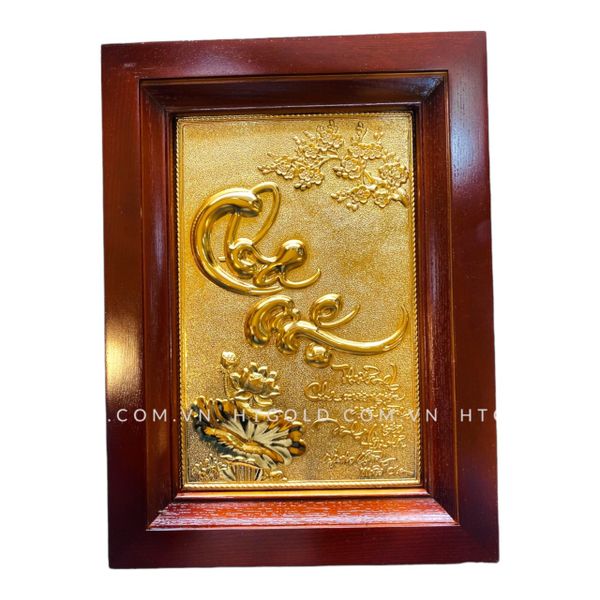 TRANH CHỮ CHA MẸ BẰNG ĐỒNG, MẠ VÀNG 24K (Kích thước 28cm x 38cm)