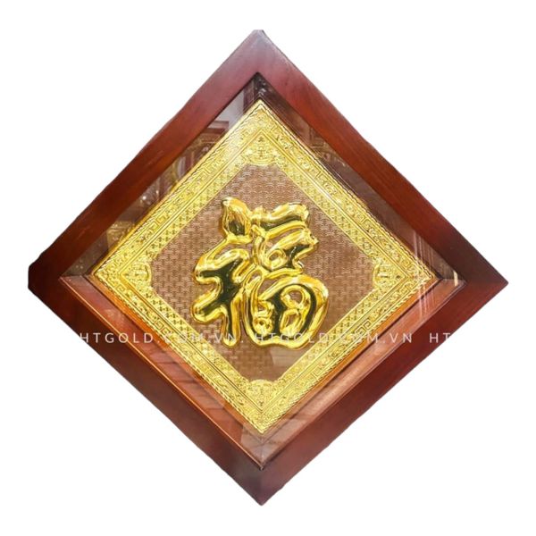 TRANH ĐỒNG CHỮ PHÚC MẠ VÀNG 24K (Kích thước 48cm x 48cm)