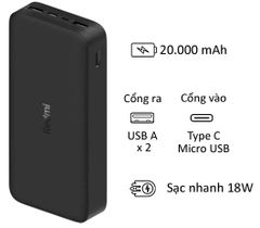 Pin sạc dự phòng Xiaomi Redmi 20000mah sạc nhanh 18W