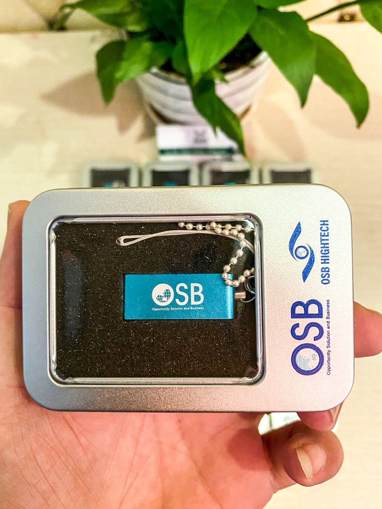 USB kim loại kèm hộp cao cấp - In logo OSB