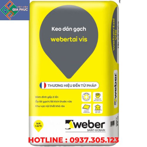 KEO DÁN GẠCH WEBER NỘI THẤT TAI VIS 25KG ( NỘI THẤT, KHỔ GẠCH 60*60)