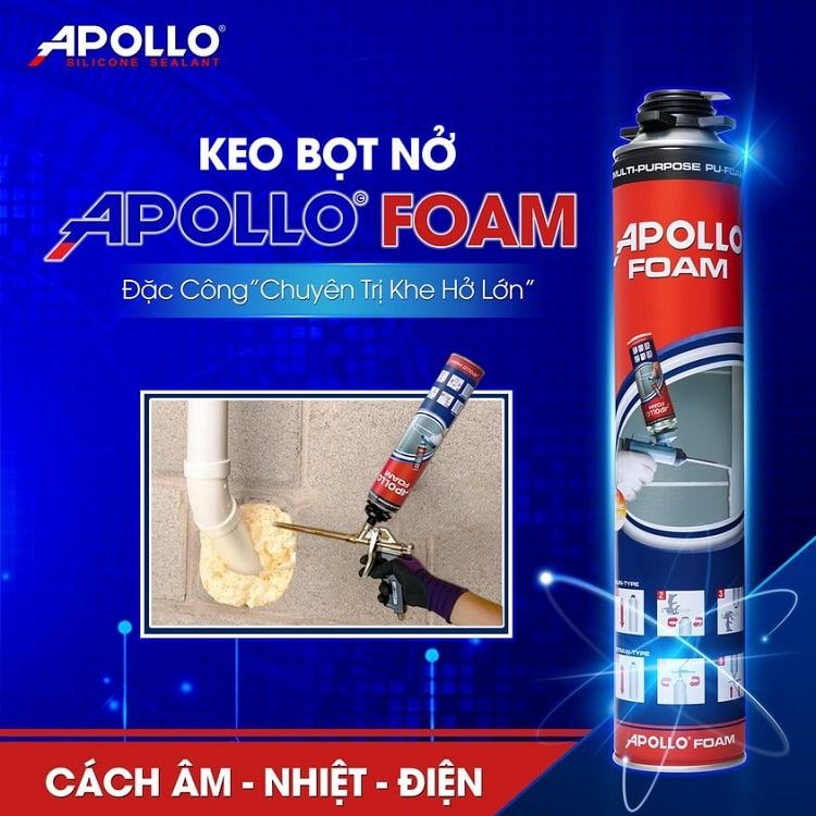 KEO BỌT NỞ FOAM APPOLO TRÁM VẾT NỨT LỚN - CÁCH NHIỆT, CÁCH ÂM, CHỐNG CHÁY