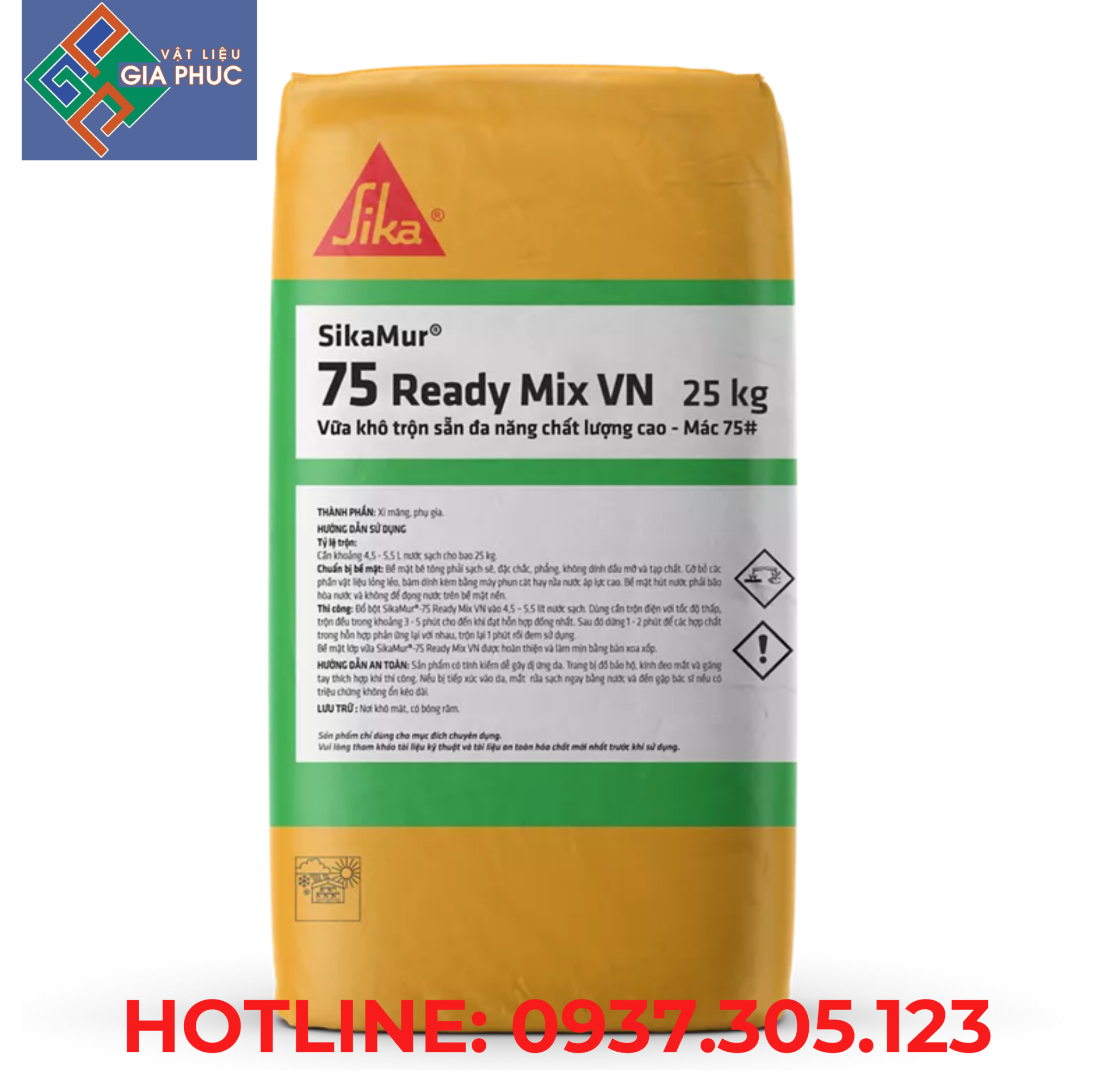 VỮA KHÔ TRỘN SẴN M75 SIKAMUR - 75 READY MIX VN (25KG/BAO)