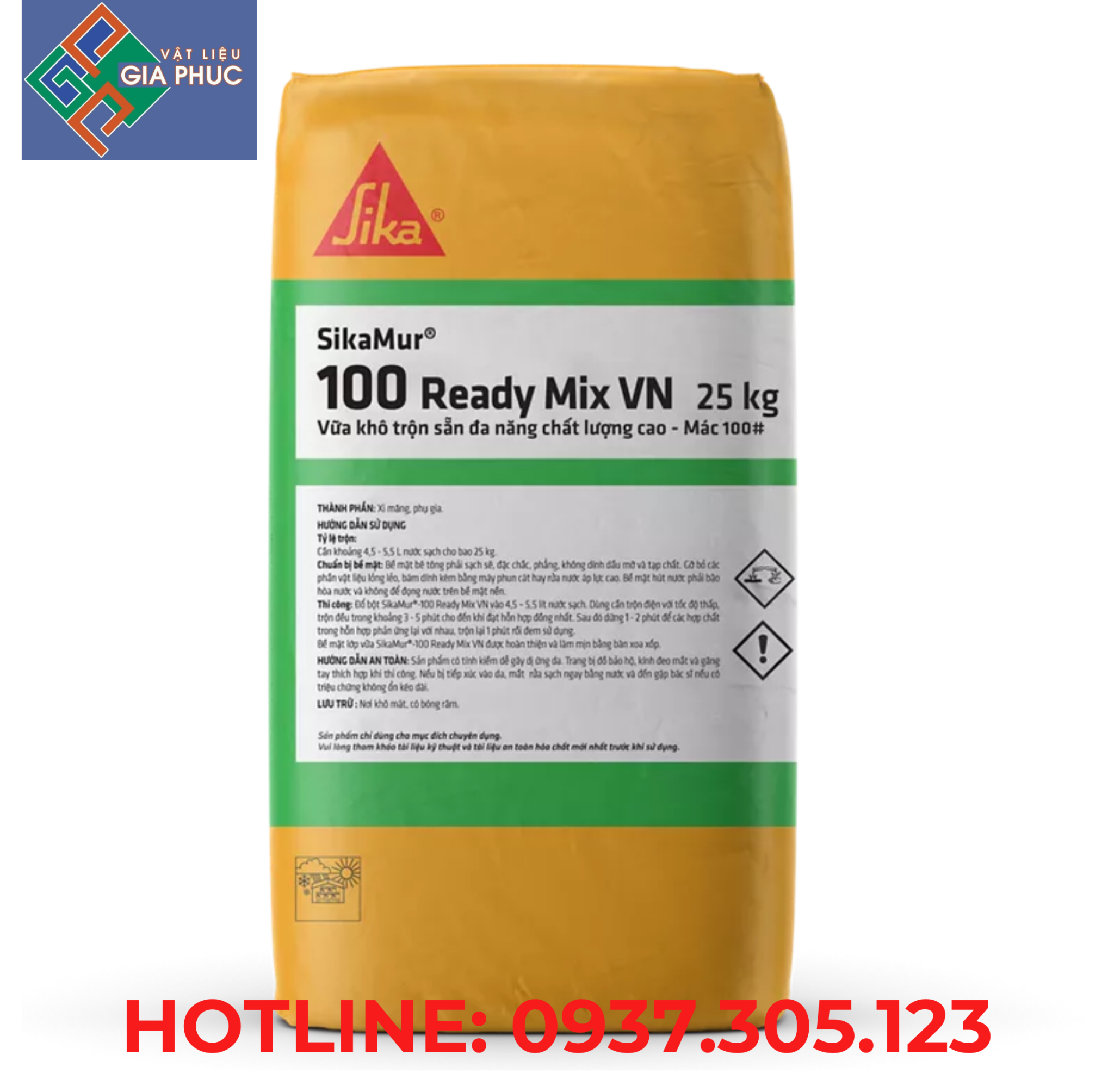 VỮA KHÔ TRỘN SẴN M100 SIKAMUR - 100 READY MIX VN (25KG/BAO)