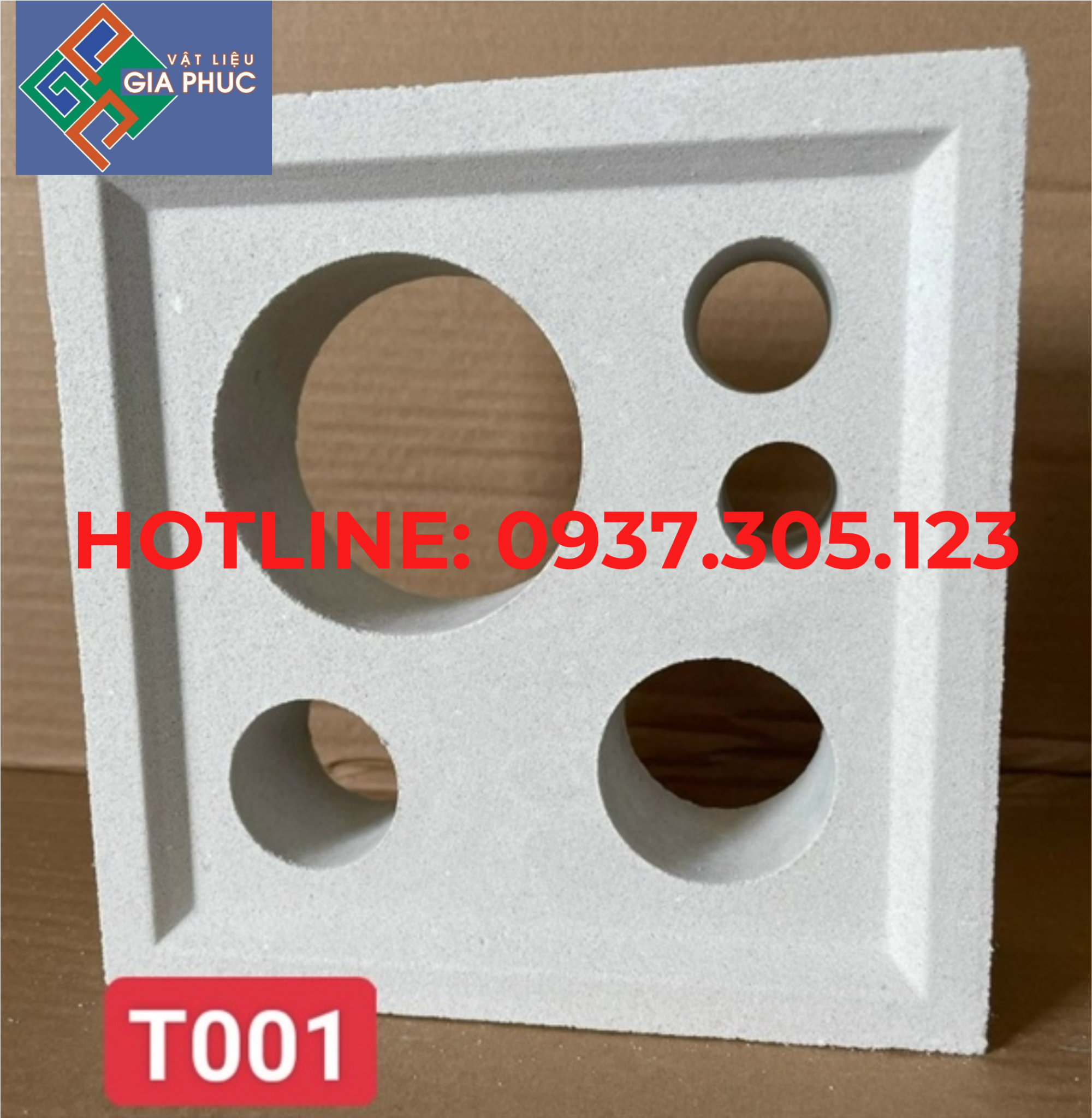 GẠCH BÔNG GIÓ T001 TRẮNG (VIÊN)