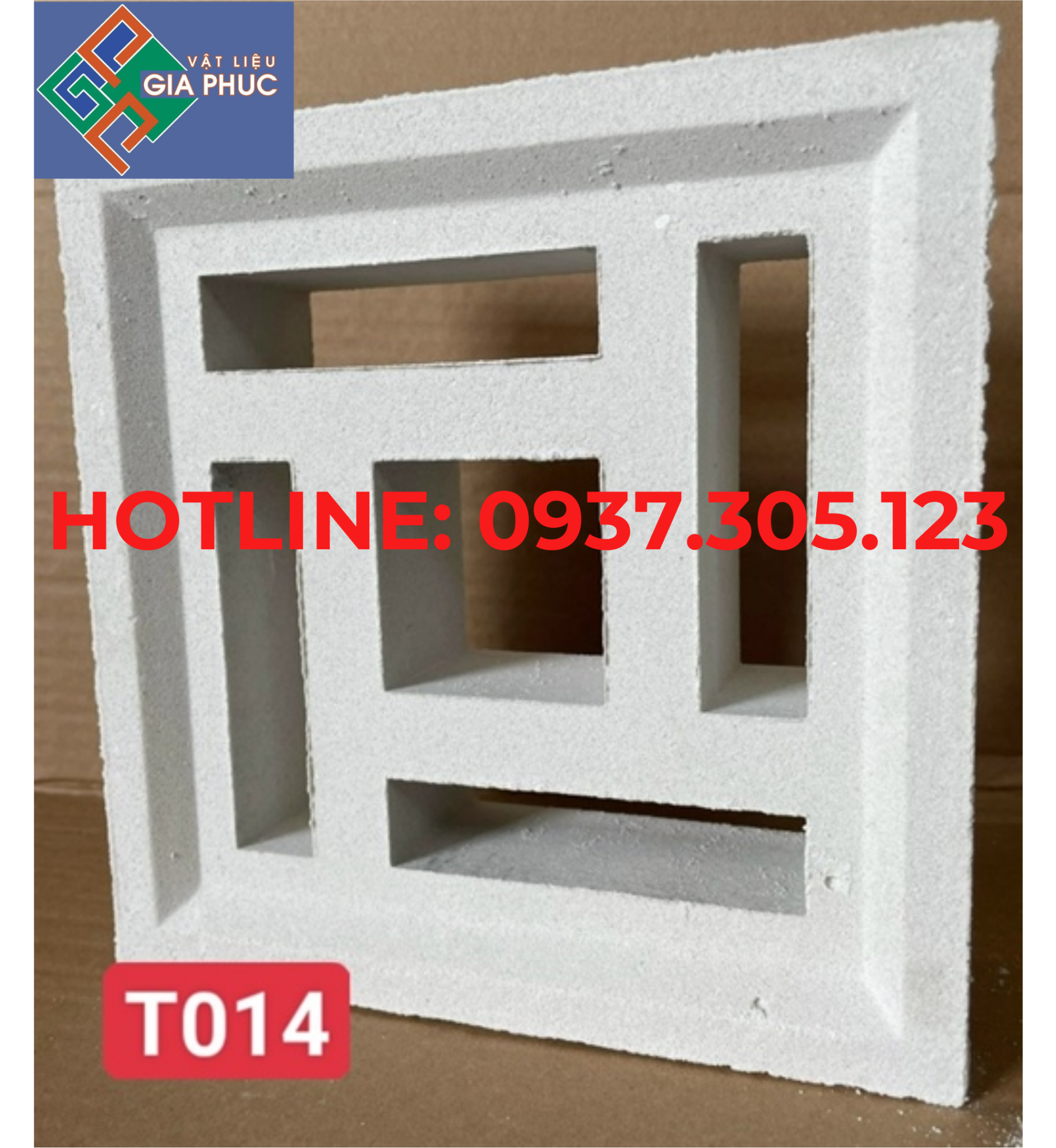GẠCH BÔNG GIÓ T014 TRẮNG (VIÊN)
