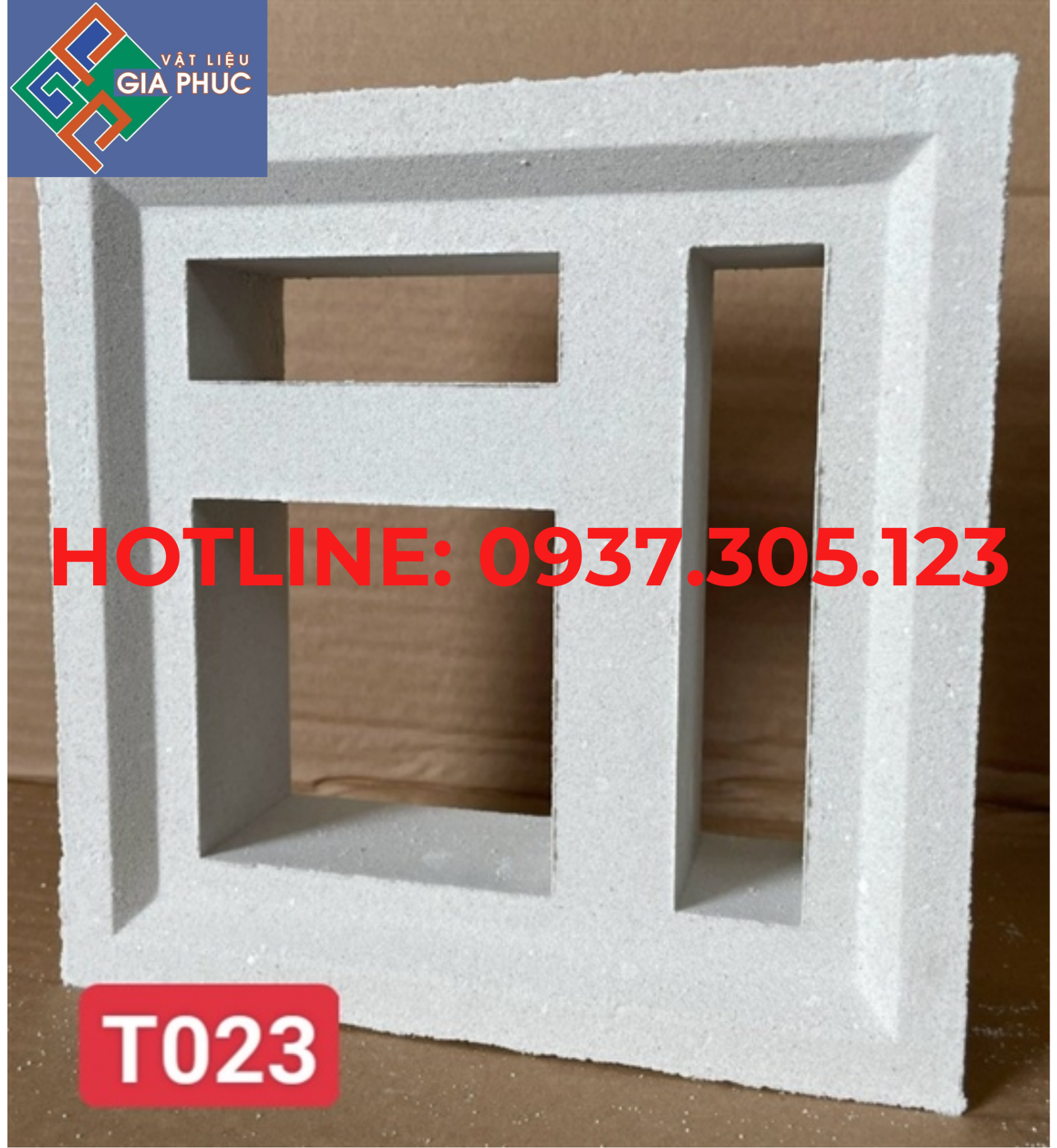 GẠCH BÔNG GIÓ T023 TRẮNG (VIÊN)