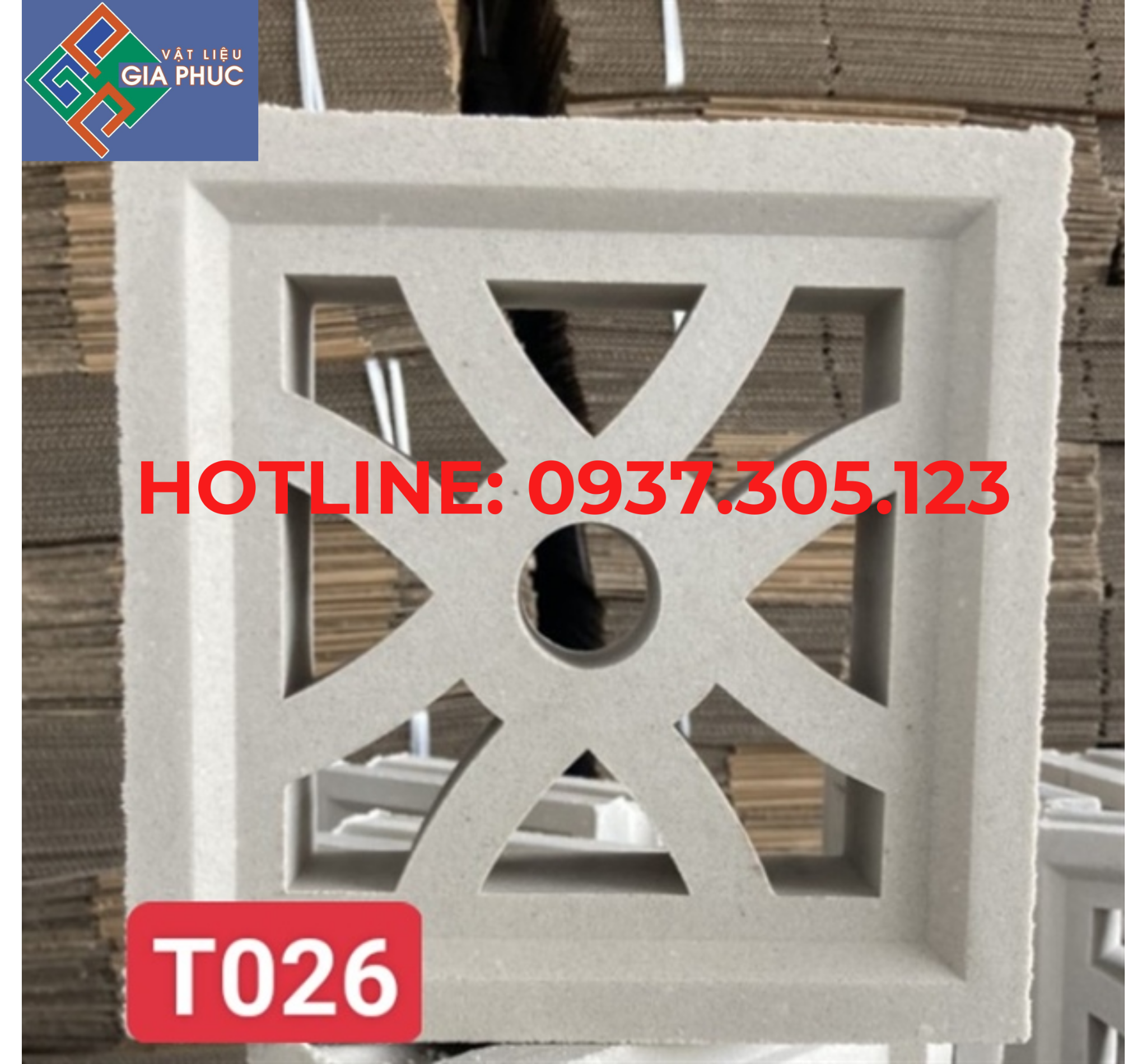 GẠCH BÔNG GIÓ T026 TRẮNG (VIÊN)
