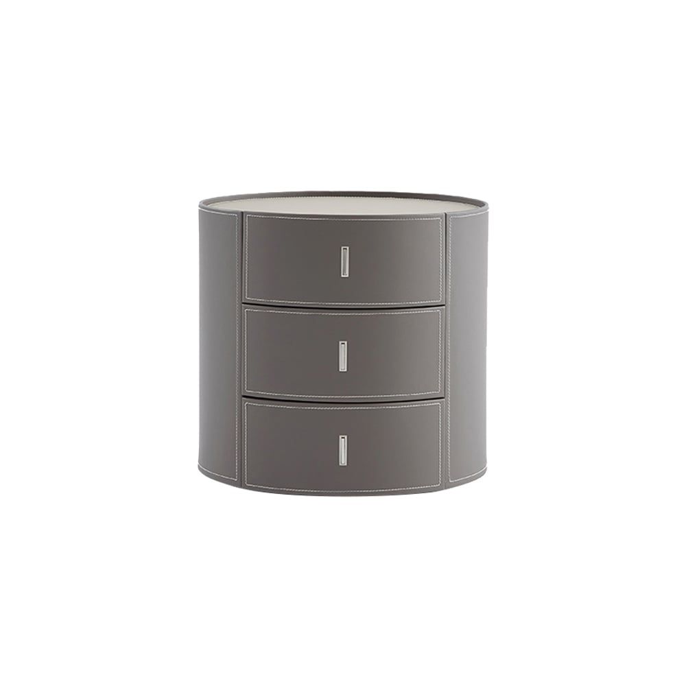 Saddle leather round bedside table - ST011