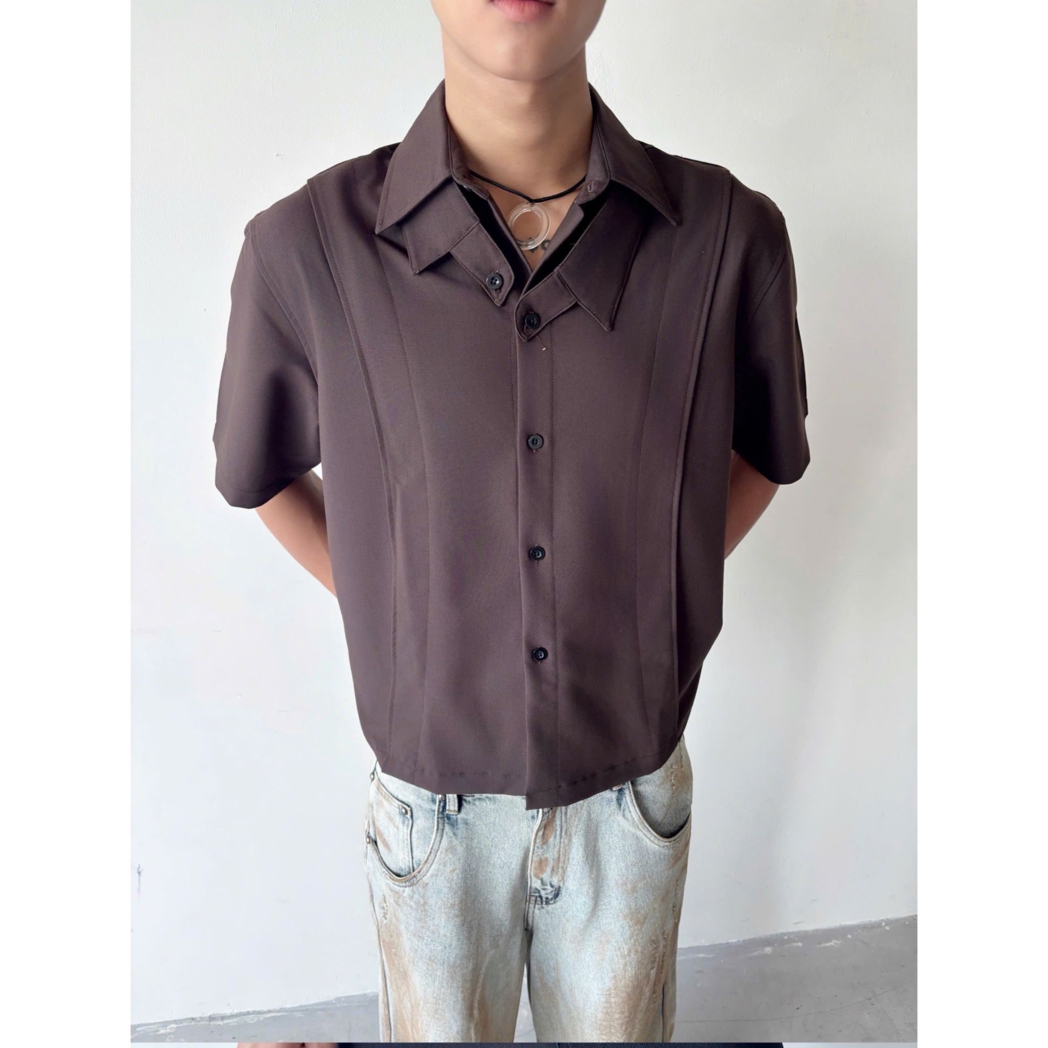 Double Collared Shirt - Mocha