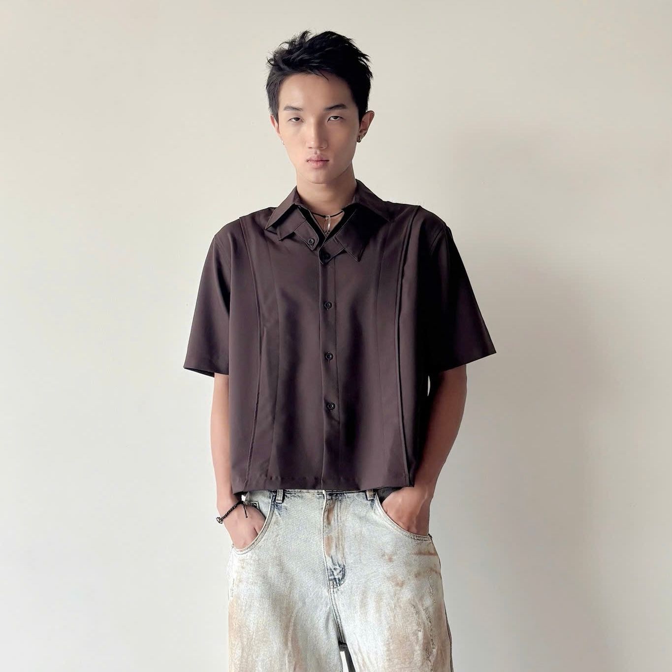Double Collared Shirt - Mocha