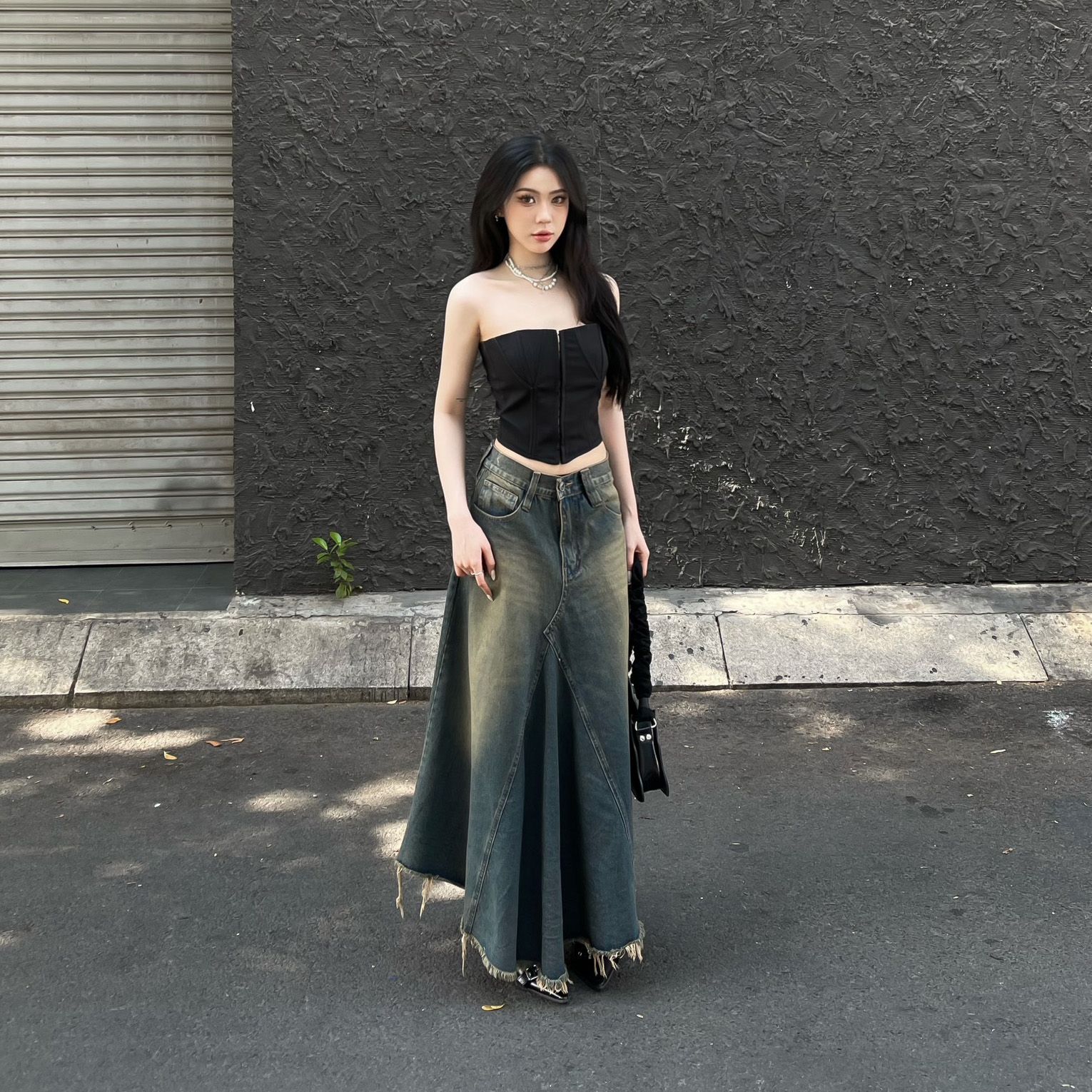 Denim Long Skirt