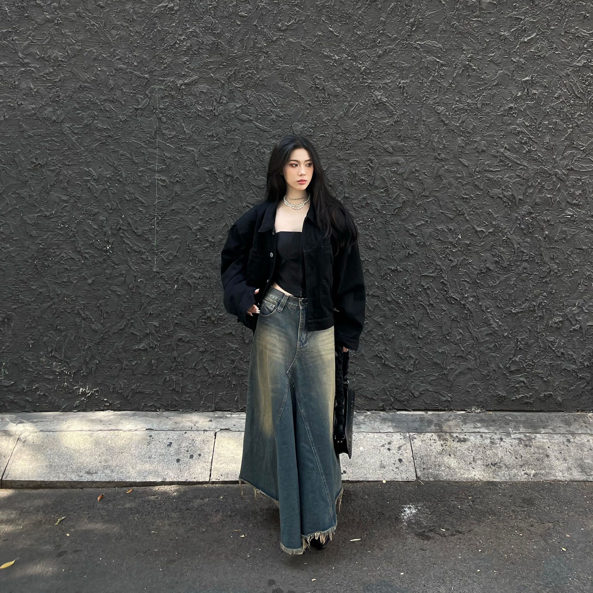 Denim Long Skirt