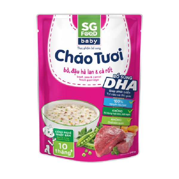  Cháo tươi baby bò đậu hà lan cà rốt 240g (gói) 