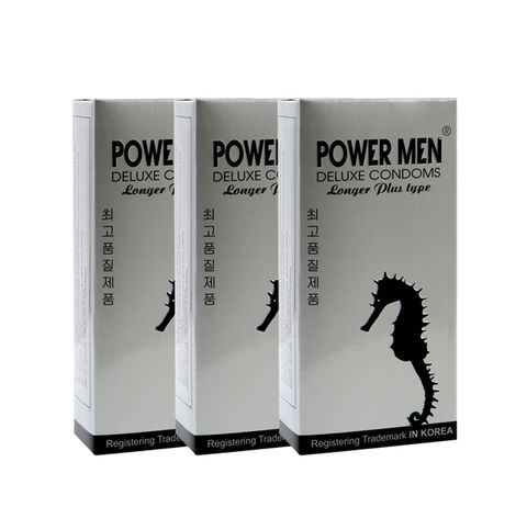 Combo 3 hộp bao cao su trị xuất tinh sớm Powermen Longer Plus hộp 12 chiếc