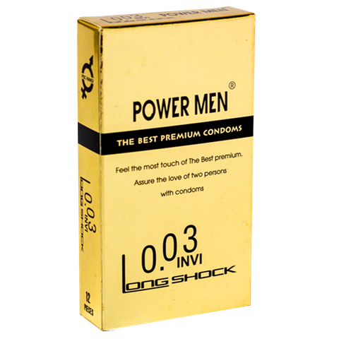 (Mua 1 tặng 1 ) Bao Cao Su Siêu Mỏng Kéo Dài Quan Hệ Powermen 0,03 12 chiếc