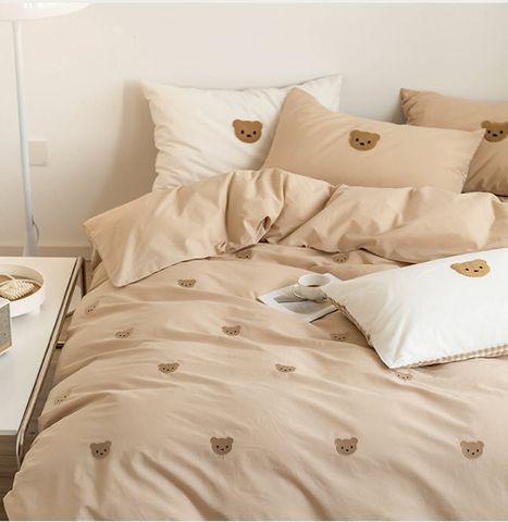 Chăn ga gối pure cotton style mẫu gấu, mẫu chó Dachshund