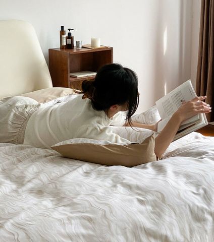 Chăn ga gối vải satin cao cấp họa tiết gấm mây