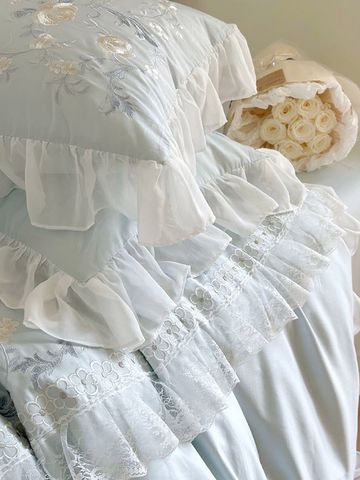 Chăn ga gối Pure cotton, riềm ren kiểu dáng princess