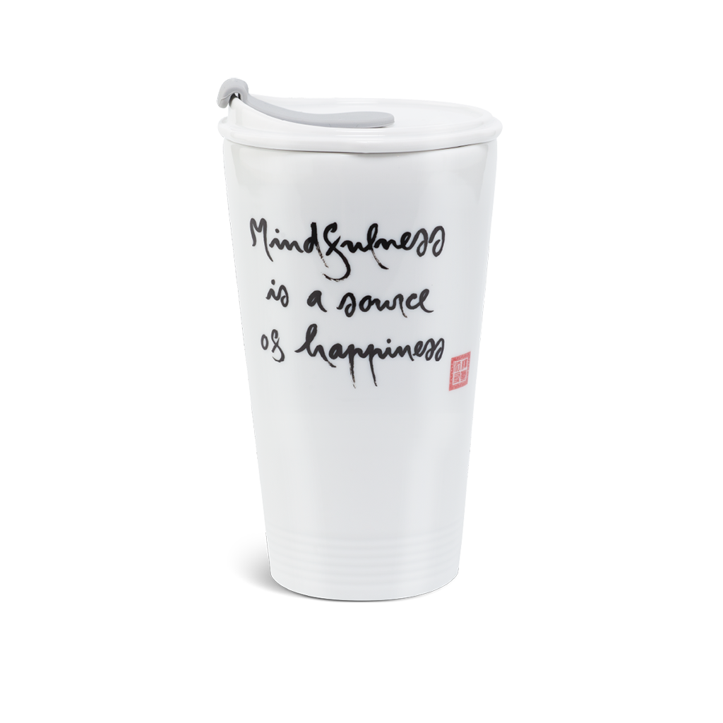 Ly sứ dưỡng sinh 0.48 L + nắp ống hút (K1) - Mindfulness is a source of happiness