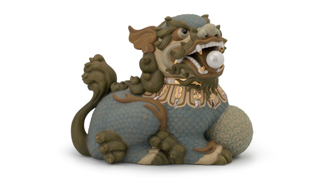 Kỳ Lân 34 cm (T) - Men xanh cổ