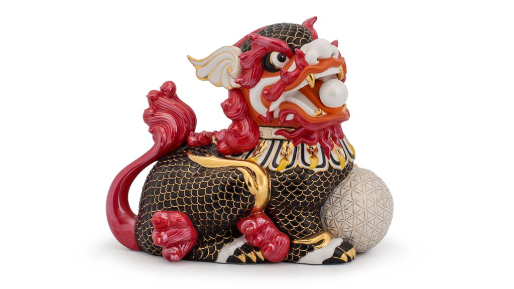 Kỳ Lân 18.5 cm (T) - Đen - Trang trí vàng 24k
