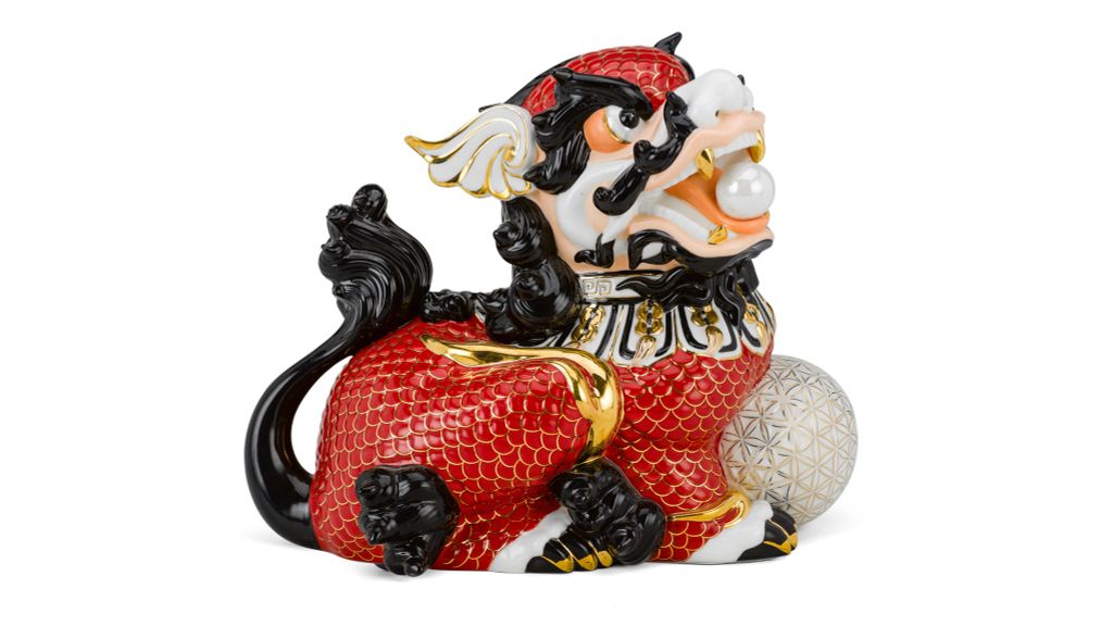 Kỳ Lân 24 cm (T) - Đỏ - Trang trí vàng 24k