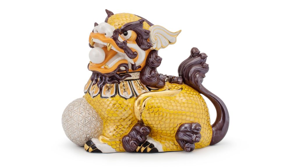 Kỳ Lân 24 cm (P) - Vàng xà cừ - Trang trí vàng 24k