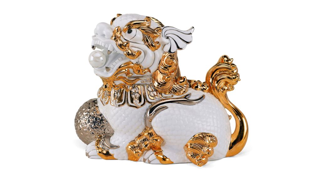 Kỳ Lân 24 cm (P) - Trắng - Trang trí vàng 24k