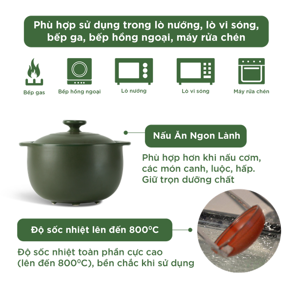 Nồi dưỡng sinh Vesta (Nồi tròn cao) 3.0 L + nắp (CK)