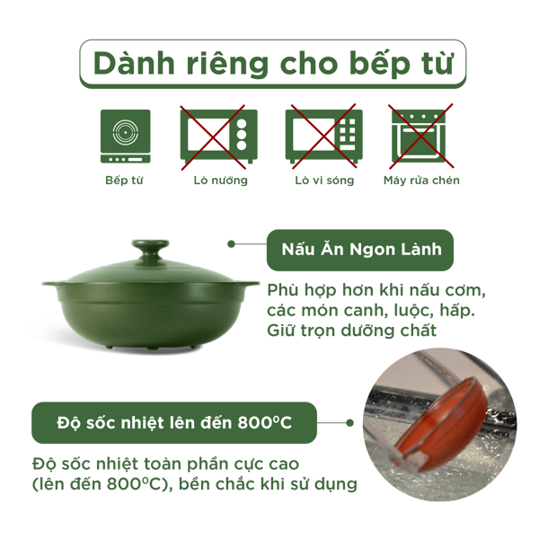 Nồi dưỡng sinh Luna (Nồi cạn) 2.0 L + nắp (CK) (bếp từ)