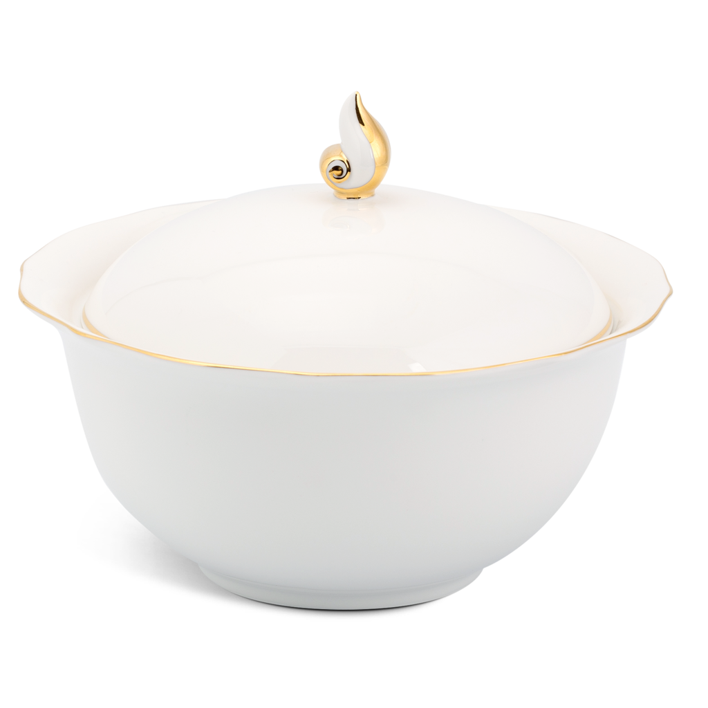 Thố cá nhân 11.4 cm + nắp - Mẫu đơn IFP - Chỉ Vàng