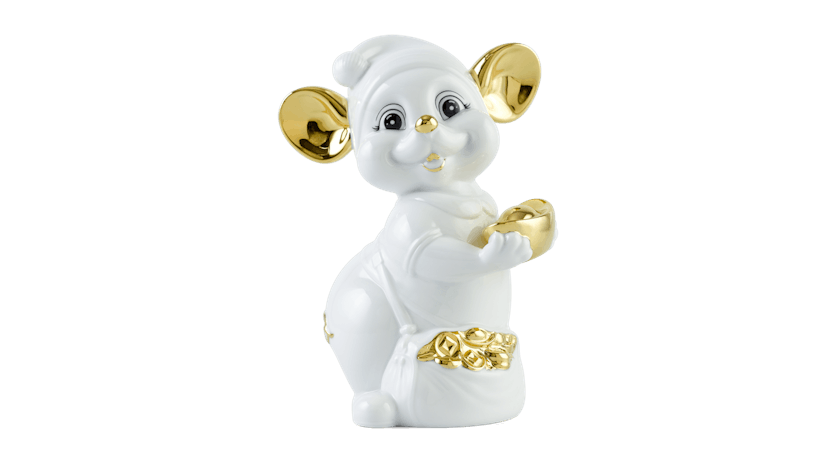 Chuột Quý 24 cm – Màu Trắng - Trang trí vàng 24K