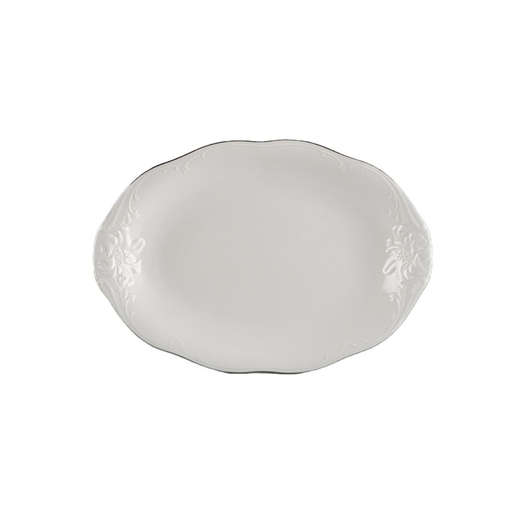 Dĩa oval 25 cm - Đài Các - Chỉ Bạch Kim