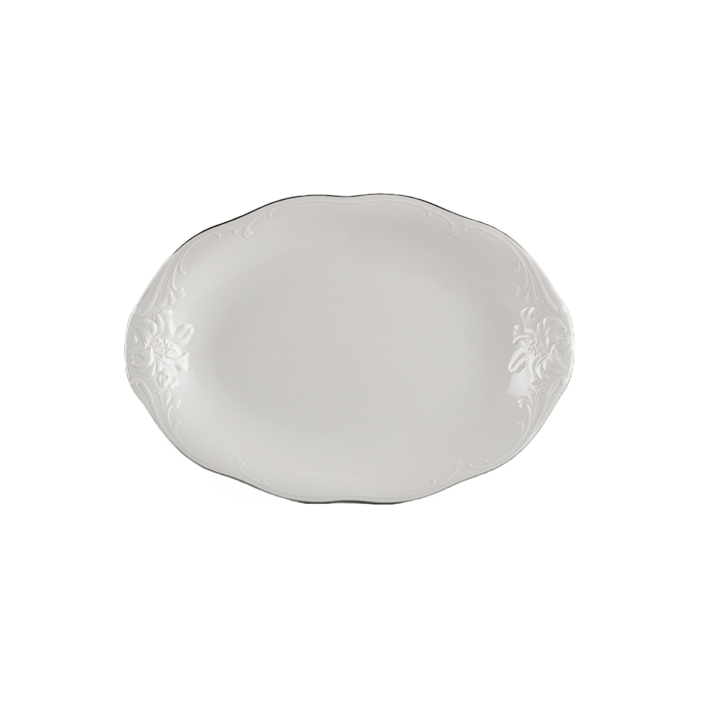 Dĩa oval 37 cm - Đài Các - Chỉ Bạch Kim