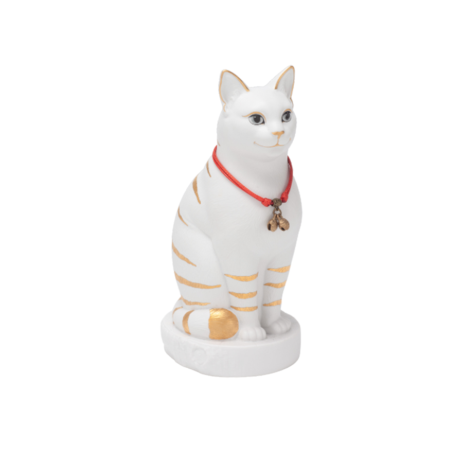 Mèo Đại Cát Trang trí vàng (23.9 cm) - Trắng
