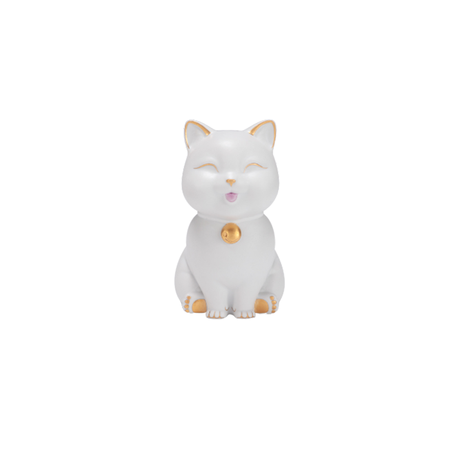 Mèo Vạn Phúc Trang trí vàng (9.5 cm) - Trắng