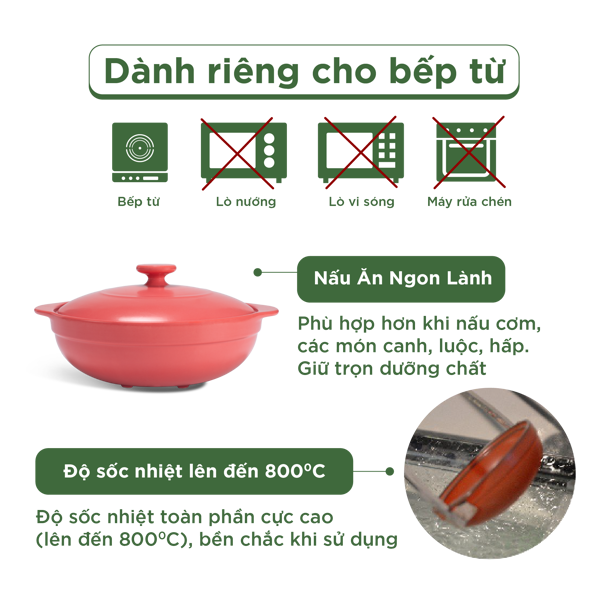 Nồi dưỡng sinh Luna (Nồi cạn) 1.0 L + nắp (CK) (bếp từ)