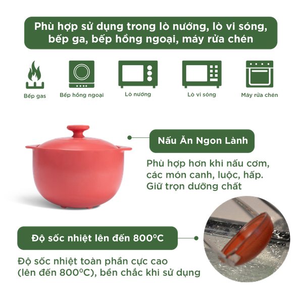 Nồi dưỡng sinh Vesta (Nồi tròn cao) 2.0 L + nắp (CK)