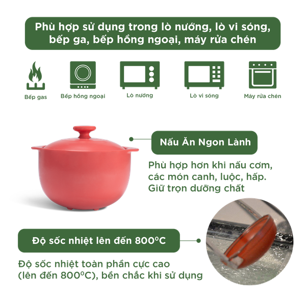 Nồi dưỡng sinh Vesta (Nồi tròn cao) 1.2 L + nắp (CK)