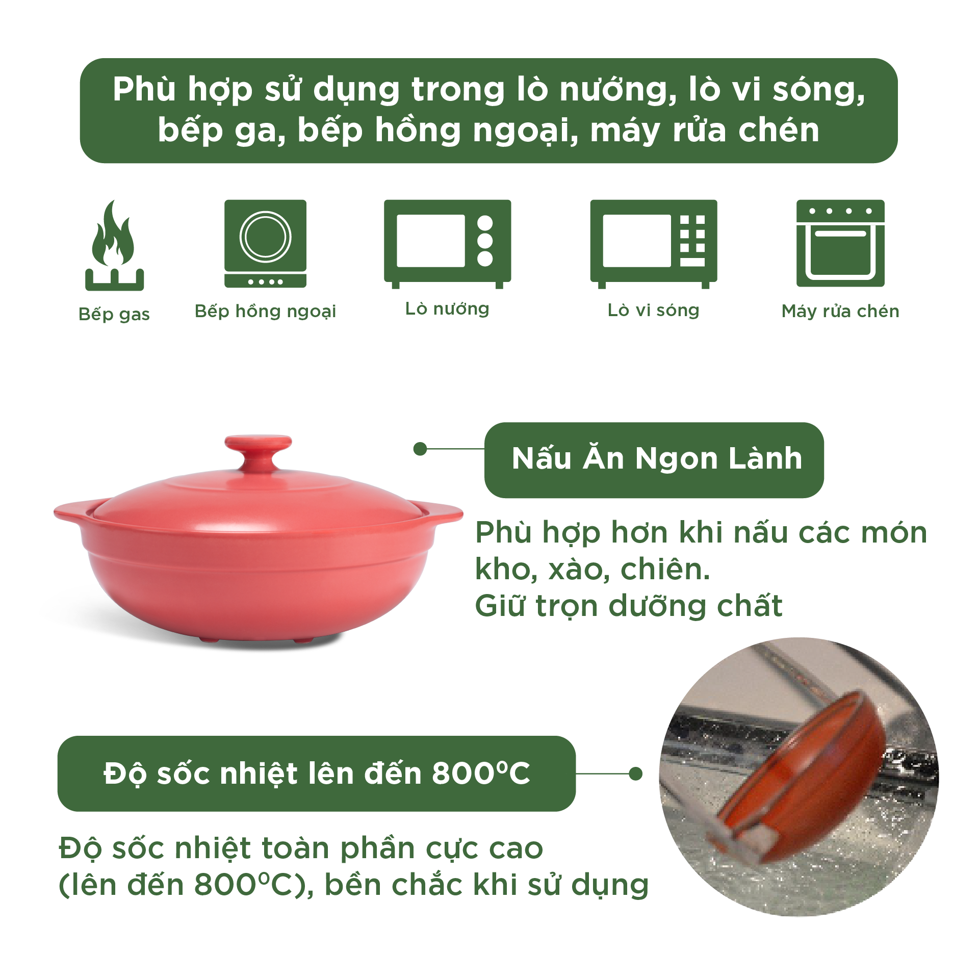 Nồi dưỡng sinh Luna 1.0 L + nắp (CK) - HealthyCook - Màu Đỏ 2