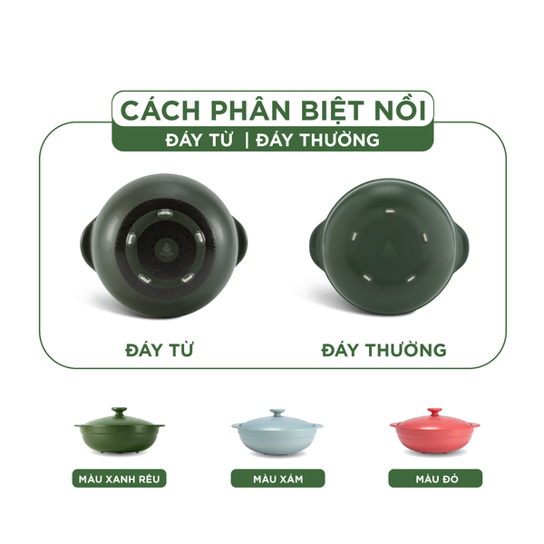 Nồi dưỡng sinh Luna (Nồi cạn) 2.0 L + nắp (CK) - Màu Xanh Rêu 2